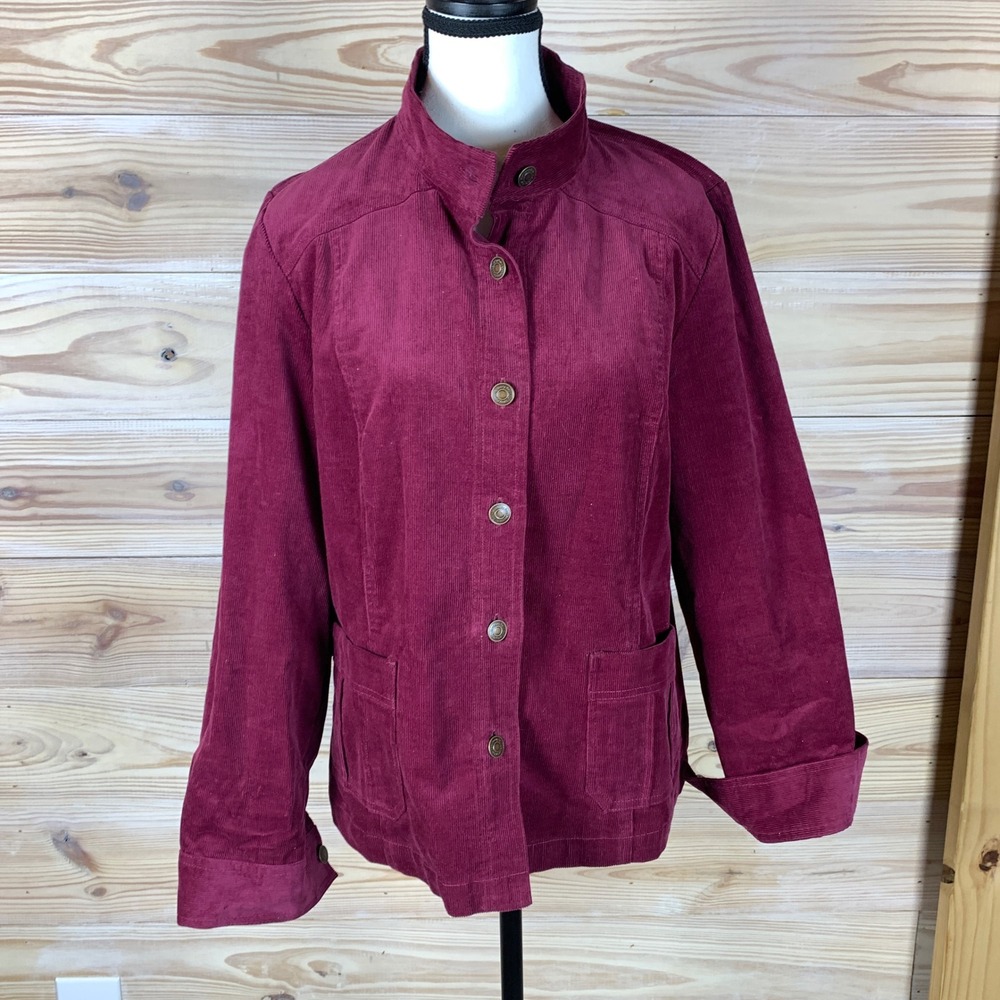Monterey Bay Corduroy Jacket Womens 10 Burgundy Shacket
